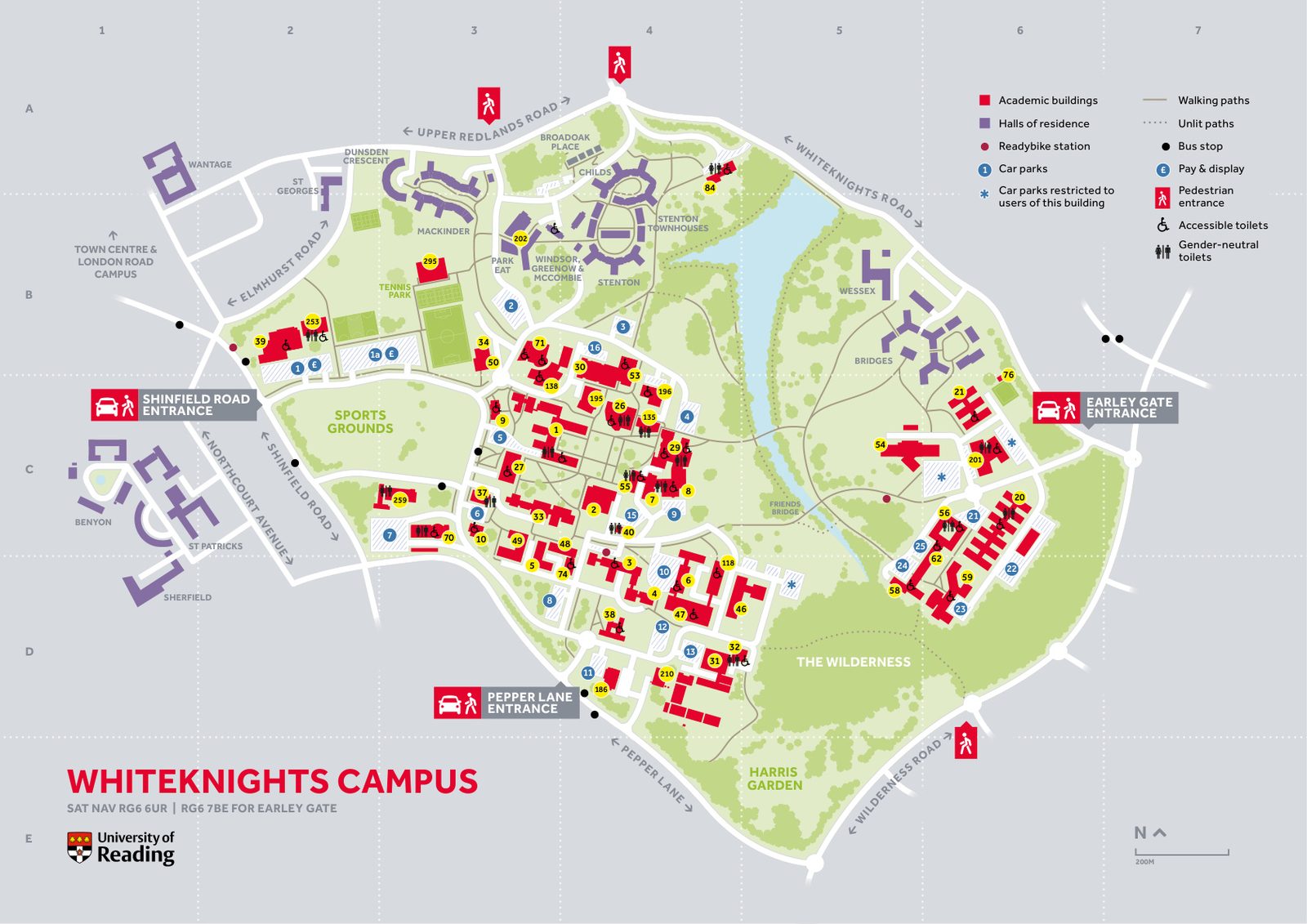 Whiteknights Campus map — University of Reading estate surveyed by Calmbreeze